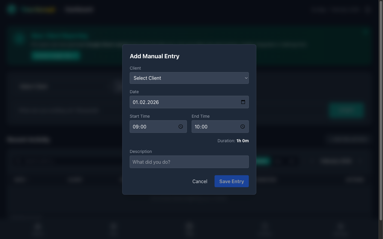 Manual Entry Modal