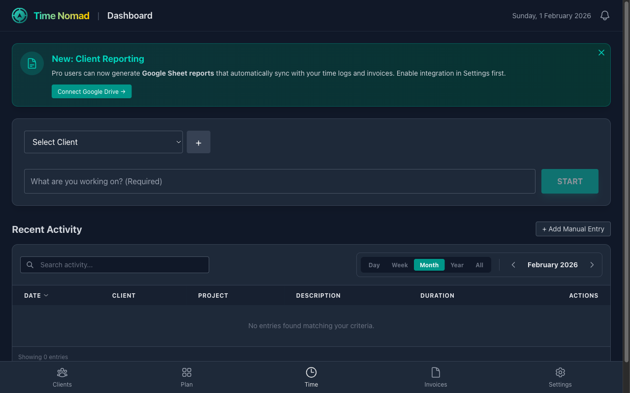Time Nomad Dashboard
