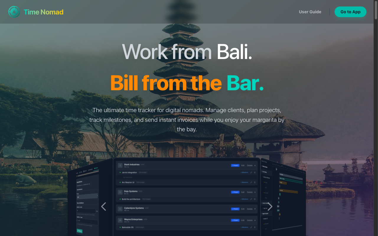 Time Nomad Landing Page