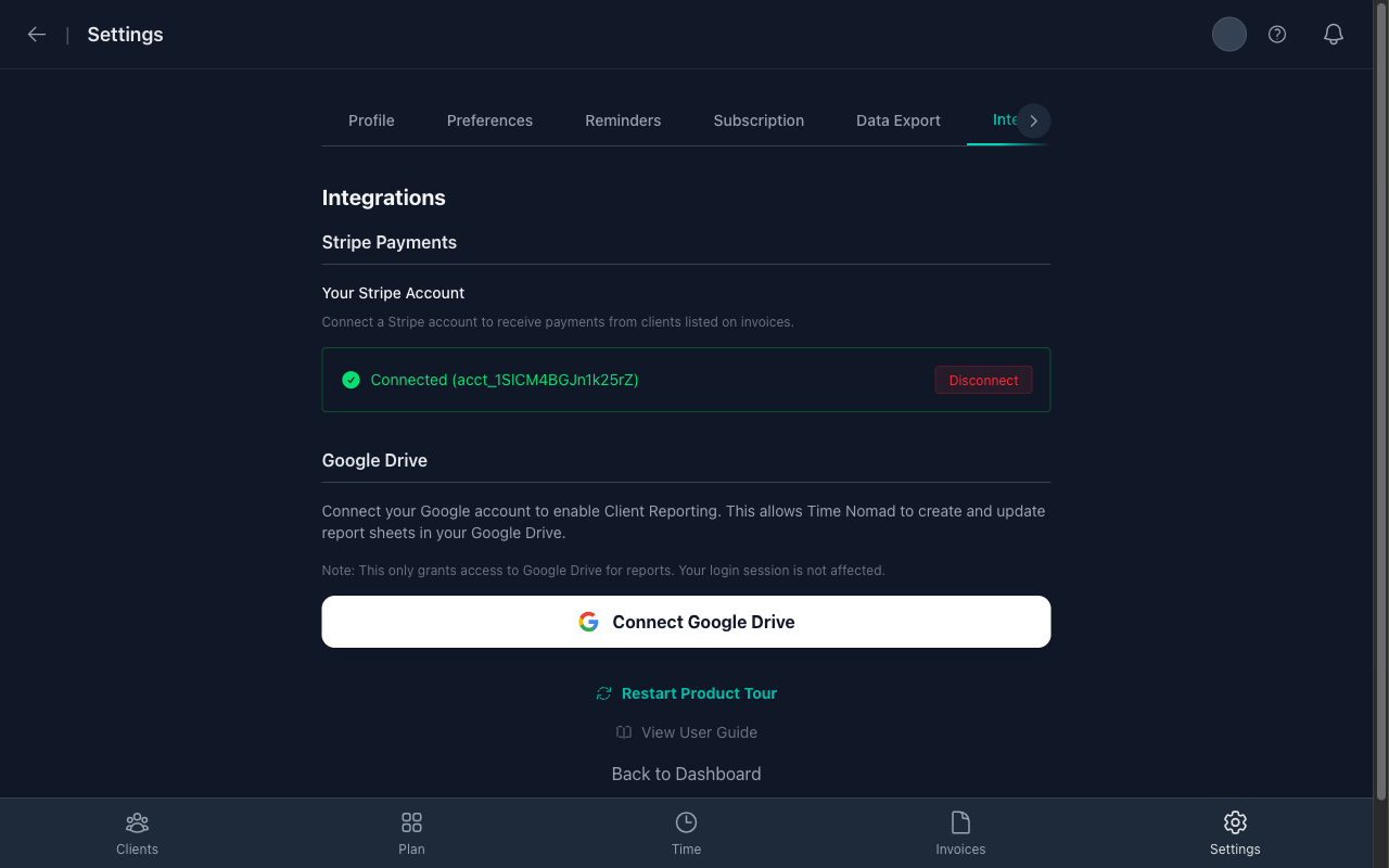 Integrations Settings