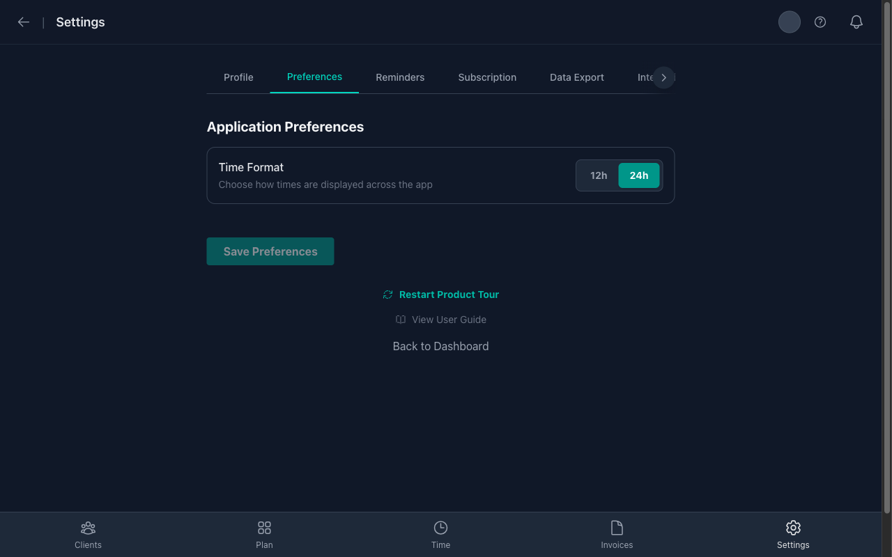 Preferences Settings